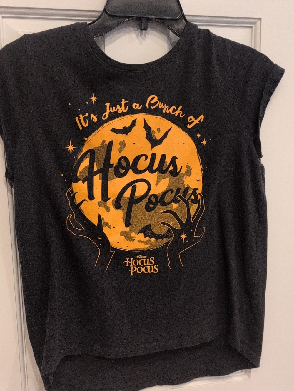 Old Navy Black Short-Sleeve Hocus Pocus Graphic Tee with Orange Moon